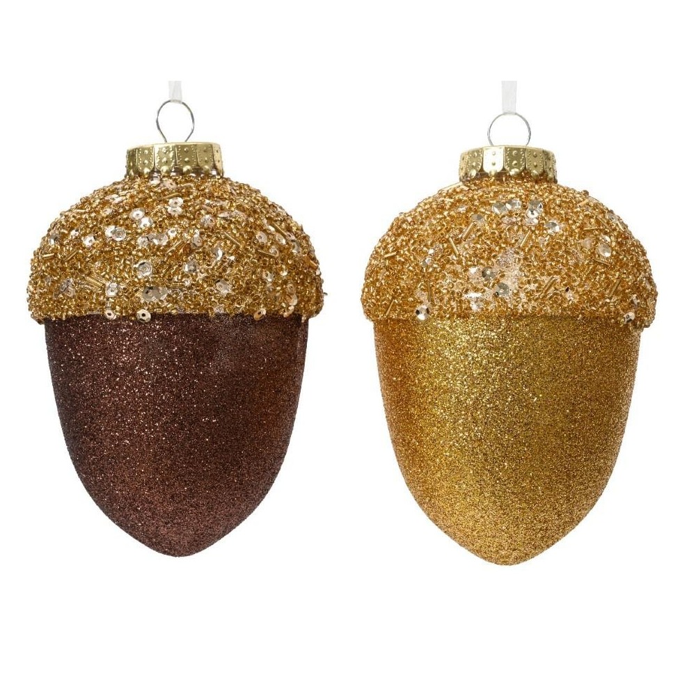 PIGNA GLITTERATA H.12.5 CM. ORO E MARRONE